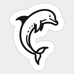 Stick Figure of a Dolphin in Black Ink Sticker